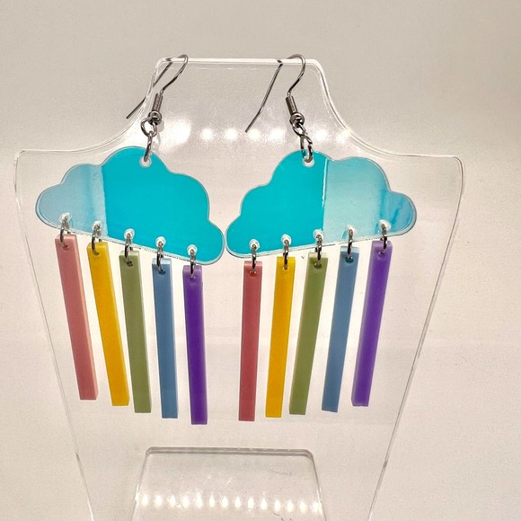 Rain Cloud Earrings - Pride Earrings - Rainbow Earrings - Rainy Day Earrings - Picture 2 of 9